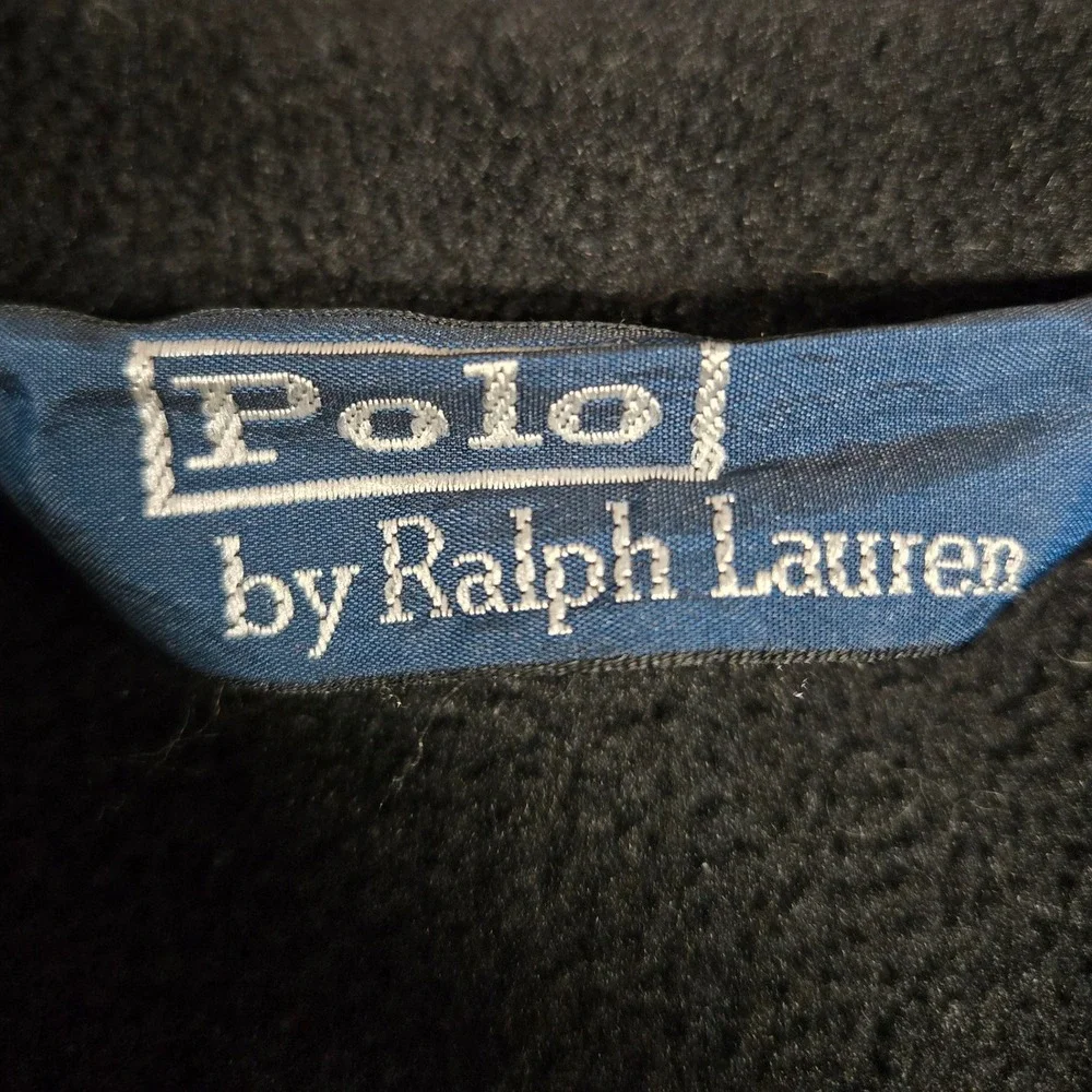 Polo Ralph Lauren Fleece Full Zip Bomber Jacket Tan Pony Logo Black Men's Sz L